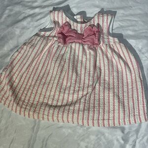 Zara kids Pink and White Striped Baby Dress with Bow